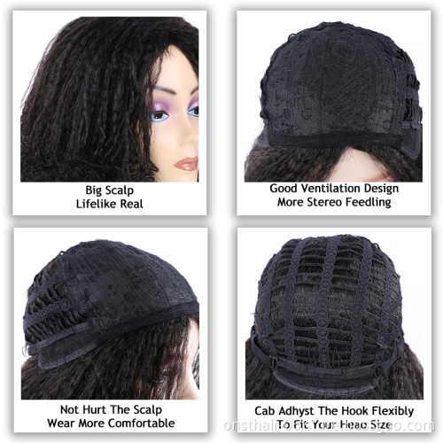 Onst Long Ombre Kinky Curly Afro Hair Extension Wigs Ombre Synthetic Wig For Black Women Medium Part Natural Female Wigs
